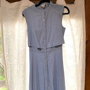 Baby blue Beige by eci sundress with pinstripes
